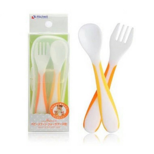 Richell Fork and Spoon travel Set with case