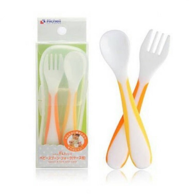 Richell Fork and Spoon travel Set with case