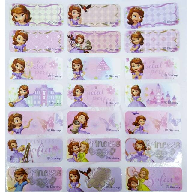 

Label nama anti air stiker waterproof Premium Sofia The First Ori
