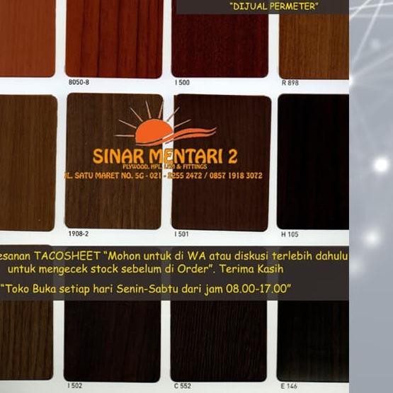 ← Taco Sheet PVC Motif Tipe Non L (tidak ada huruf L kodenya) ➥