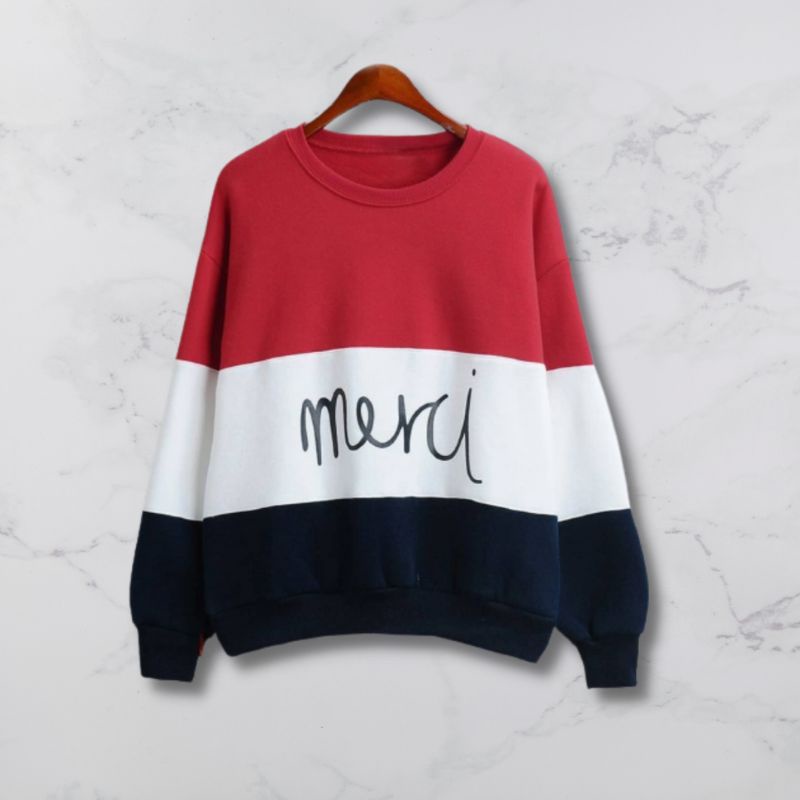ALESHA [BISA COD] Switer Sweter Sweater Thrift Crewneck Wanita Murah [MERCI]