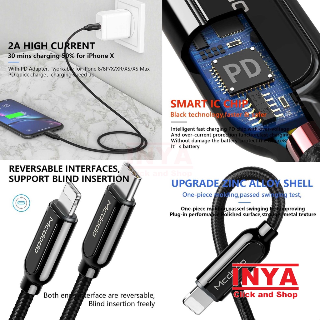 MCDODO CA-687 PD QUICK CHARGE Type C to Lightning Data Cable 1.2m - Kabel Data iphone