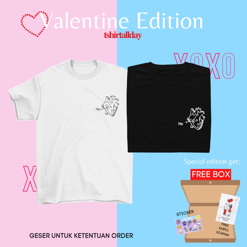 Tshitrallday [BISA COUPLE] Kaos Premium Unisex bisa Oversize 100% Cotton Combed GRAPHIC HEART YOU