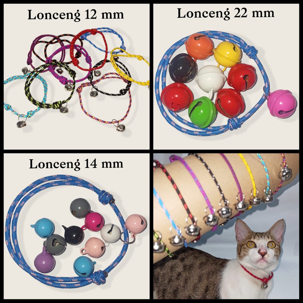 kalung kucing /kalung perusik /kelinci/ kalung anjing tali prusik 3mm bell / lonceng TERMURAH