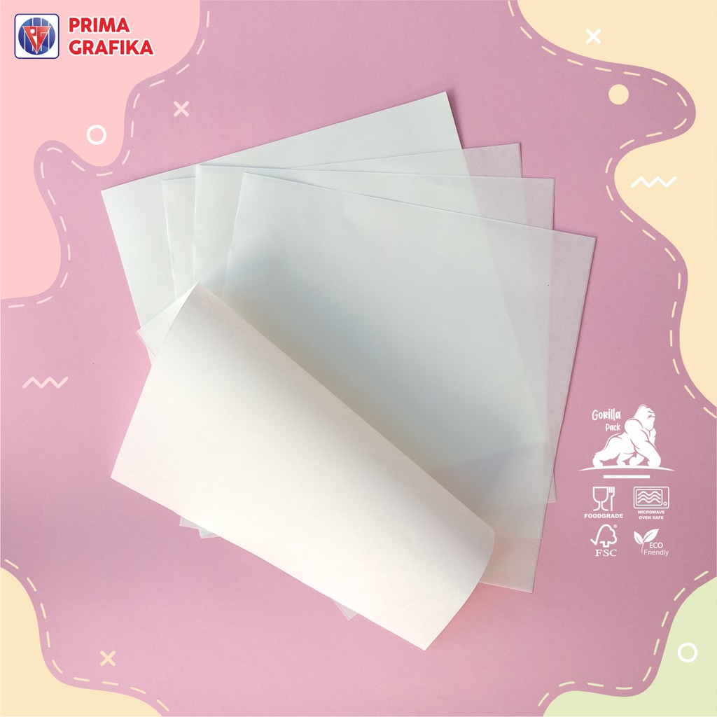 

Prima Grafika Kertas Roti Foodgrade 20x20 cm Greaseproof - Wrap Paper / Kertas Pembungkus
