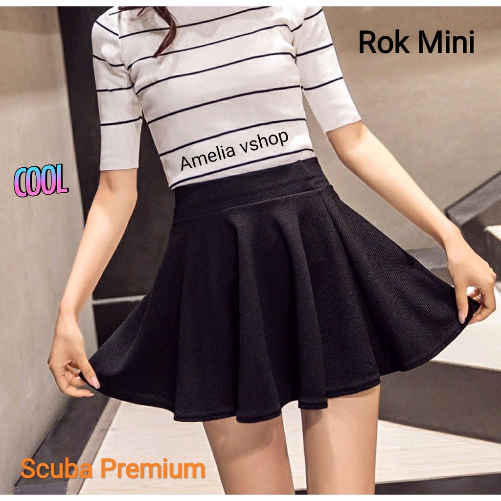 ROK MINI SKIRT BAHAN SCUBA TEBAL CASUAL OLAHRAGA GYM RENANG TENNIS VOLI SENAM DANCER ZUMBA BERSEPEDA ROK PENDEK DEWASA