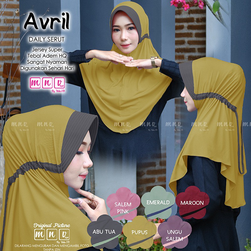 (TERBARU) AVRIL DAILY SERUT HIJAB INSTAN l JILBAB l  KHIMAR TERMURAH ORI By RAQUMI X MNV