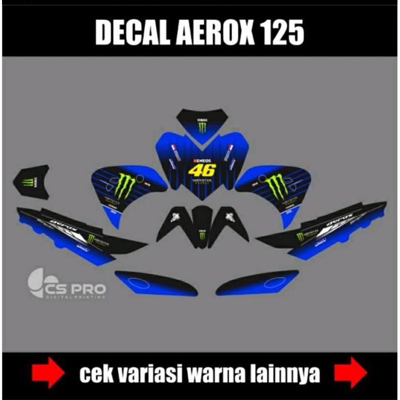 Sticker Decal Aerox 125 Cs motif Monster