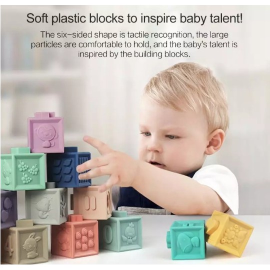 Soft Building Blocks Balok Bayi Balok Mainan Bayi Mainan Bayi Mainan Balita Balok Susun Bayi Baby Teether Bayi Gigitan Bayi Teether Mainan Balok Anak Mainan Montessori