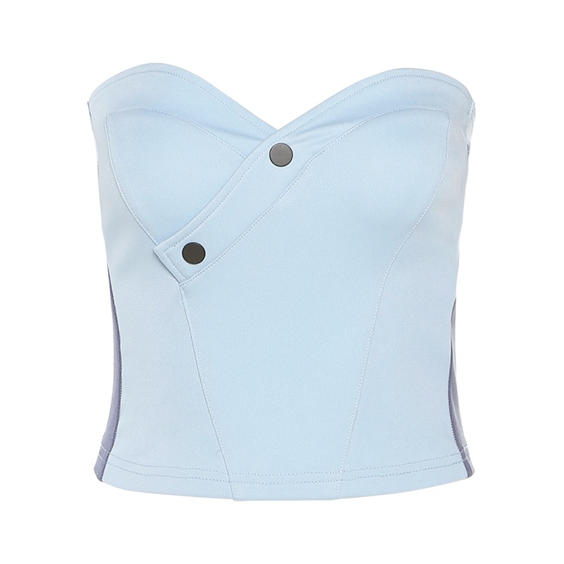 #Sisjuly# Ulzzang Macaron Slim Body Tube Top Wanita Pinggang Tinggi Rompi Pusar