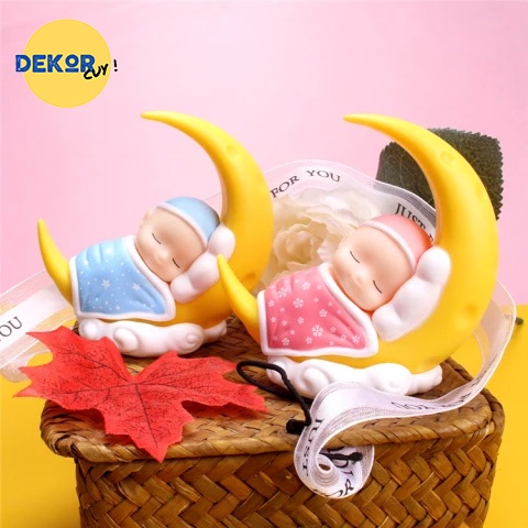 TOPPER KUE BABY MOON BONEKA BAYI PAJANGAN MINIATUR HIASAN KUE BAYI SEBULANAN