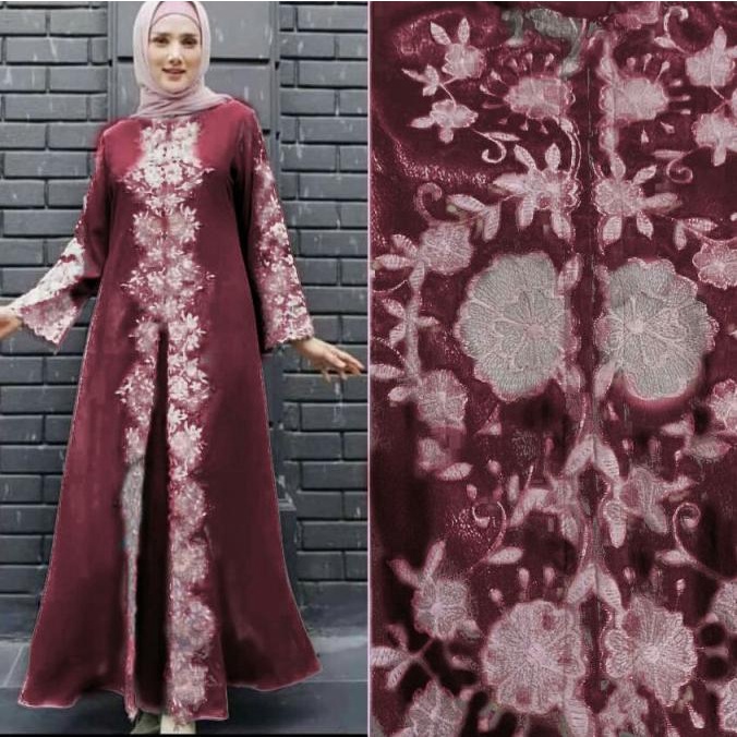 Gamis / Maxi / Baju Pesta Wanita Muslim Mulan Full Bordir Mewah Hq