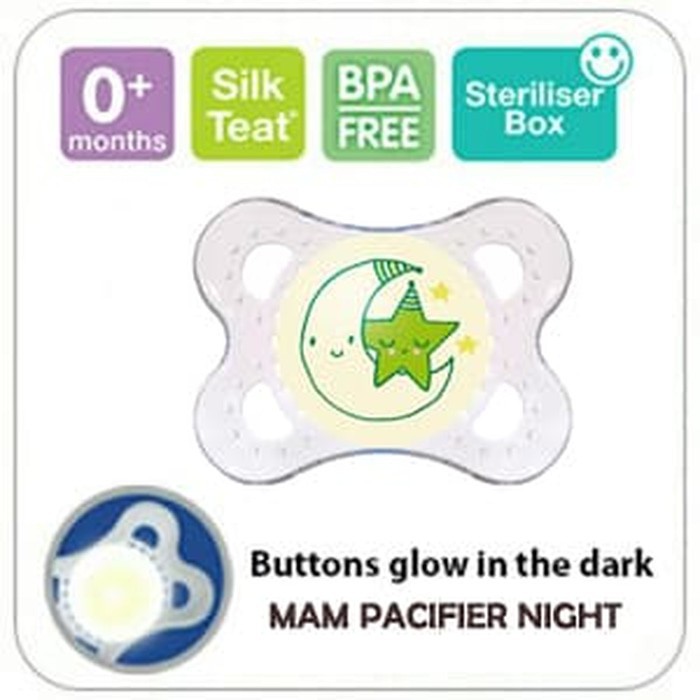 MAM Night Glow In The Dark Silicone Pacifier 0m+