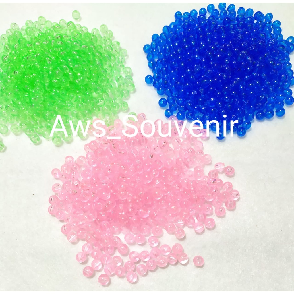 Manik Kaca, Manik Plastik Transparan 6mm Bulat Polos