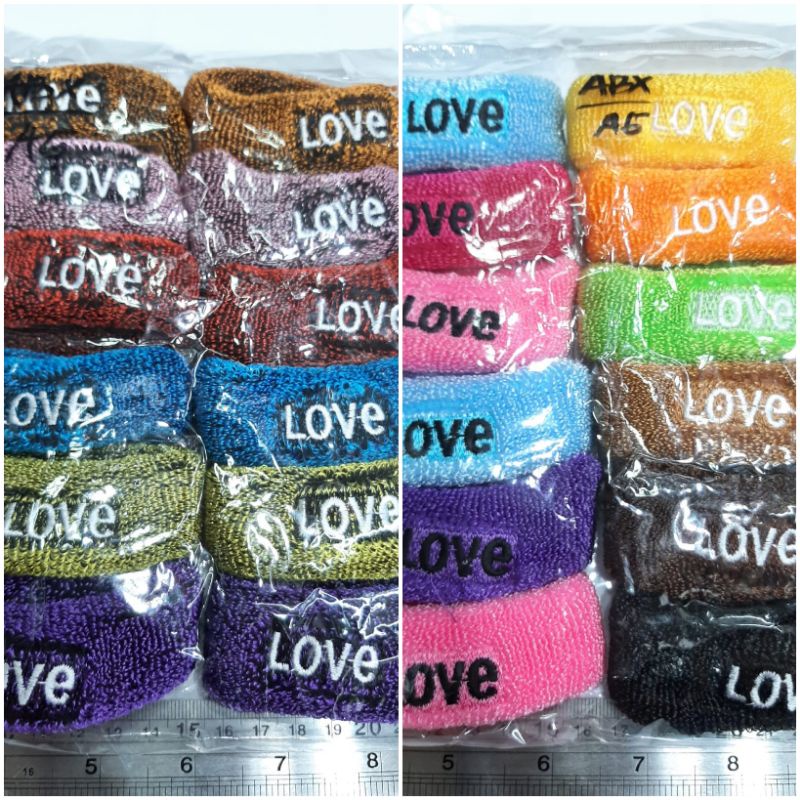 Donat Besar LOVE 12pcs Ikat Rambut Per Lusin Grosir