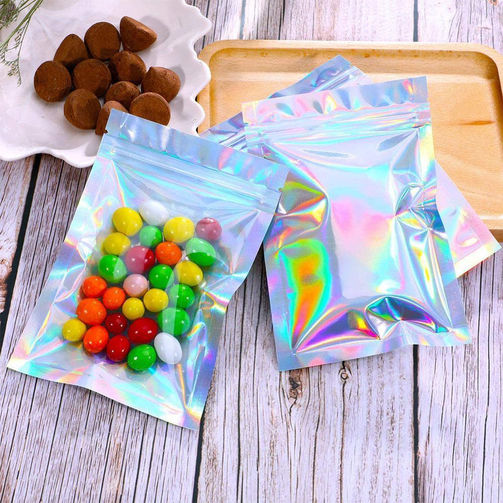 [Multifunction Self Seal Storage Bag] [Ziplock Smell Proof Bags For Party Food Storage] [Holographic Laser  Foil Pouch]