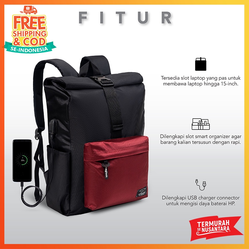 [FREE KABEL USB] TAS RANSEL LAPTOP PRIA BACKPACK SEKOLAH KERJA OUTDOOR TAS PUNGGUNG PRIA WANITA