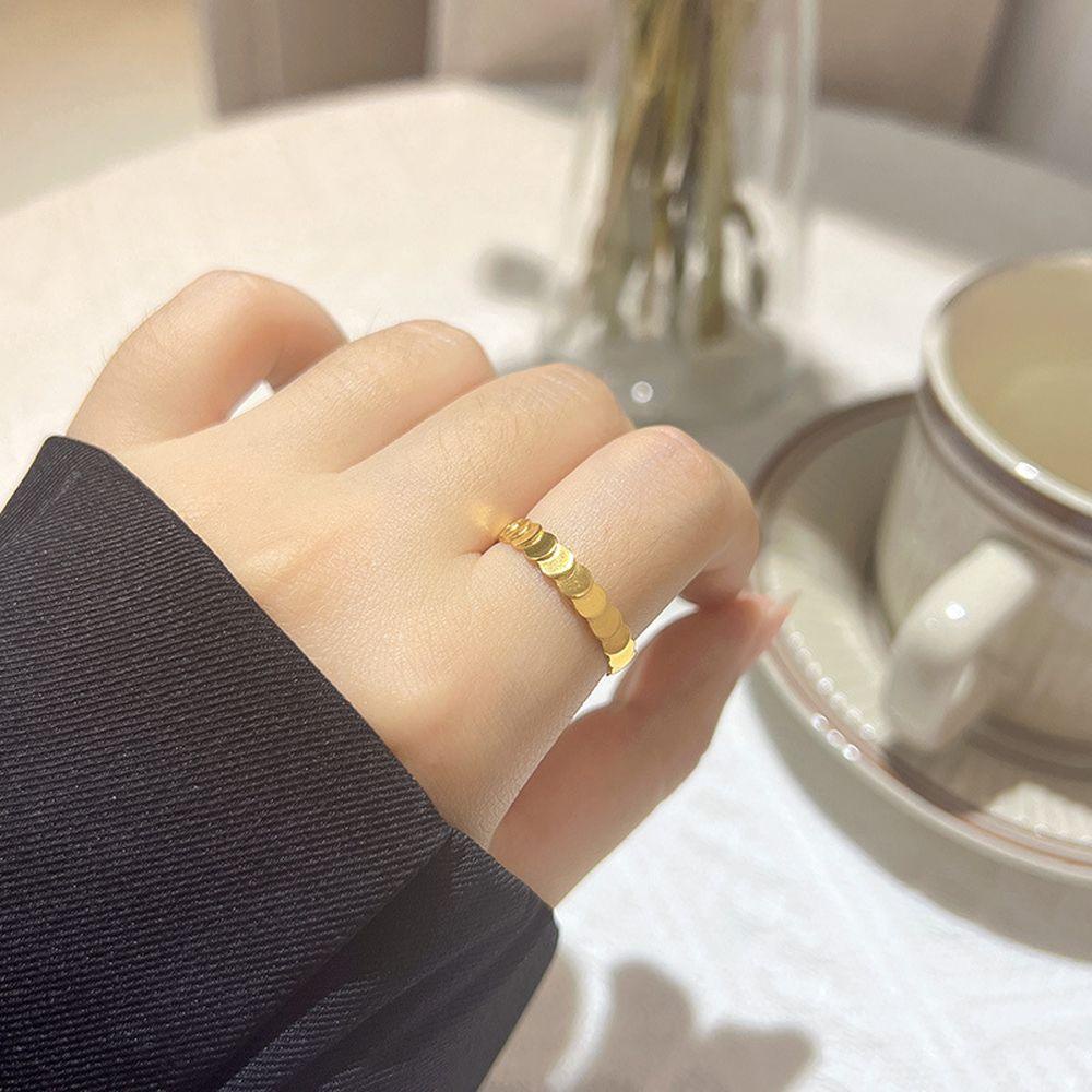 Mxbeauty Cincin Jari Wanita Pesta Ins Pasangan Hadiah Warna Emas Untuk Pria Cincin Buku Jari Sederhana