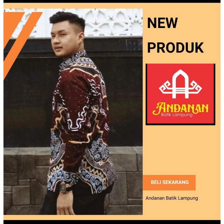 Andanan batik Lampung kemeja batik pria  mewah pakai puring berkwalitas