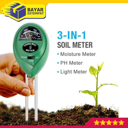 PH Tanah 3 in 1 OVAL Tester Soil Water Moisture Light Meter Soil Meter Alat Ukur Berkebun