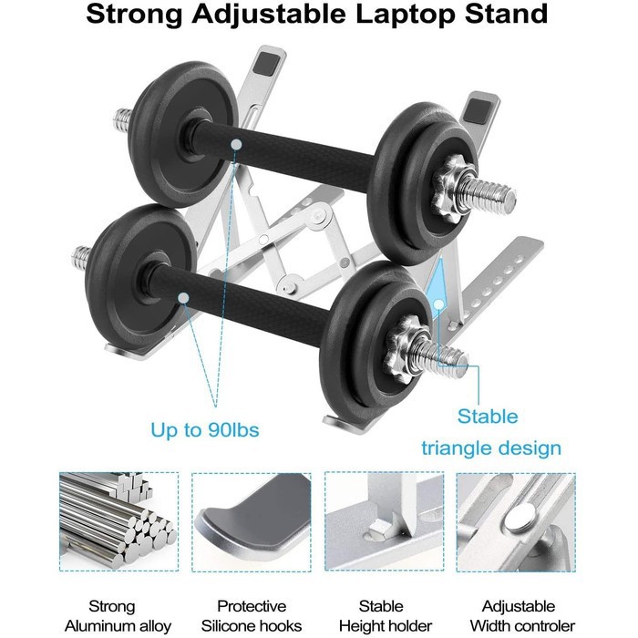 Stand Laptop Aluminium Alloy Dudukan Peninggi Portable 7 Fungsi Adjustment Foldable Macbook Ipad