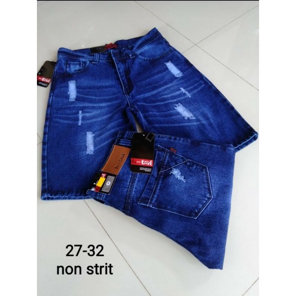 CELANA PENDEK JEANS PRIA DEWASA SOBEK&quot; NON STRET