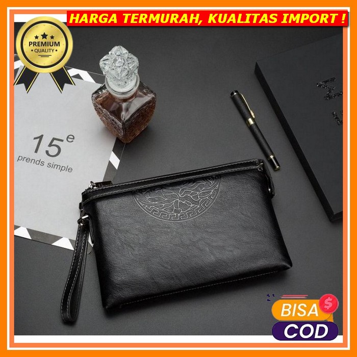 Handbag Pria Black Clutch Pria Motif Kulit Buaya 88100-11Vlc Tas Tangan Pria Handbag Tas Genggam Pri