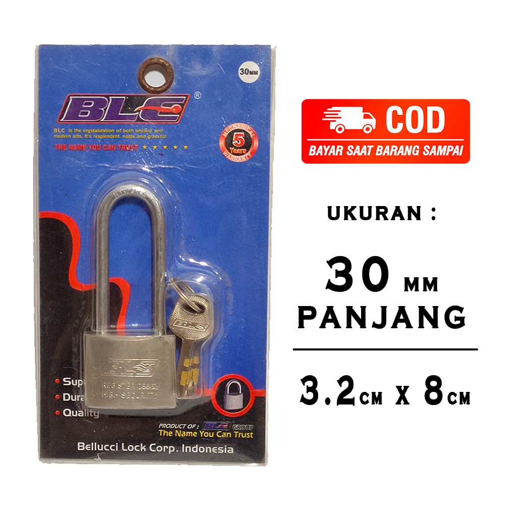 GEMBOK PUTIH 30 MM LEHER PANJANG BELLUCCI