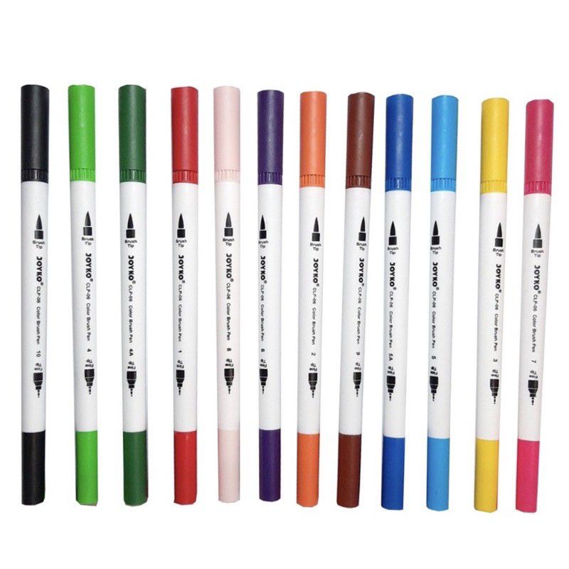 

LACOSTUFF 12 Brush Pen Dual Tip Joyko CLP-06 Color Pena Kuas Warna Double Side
