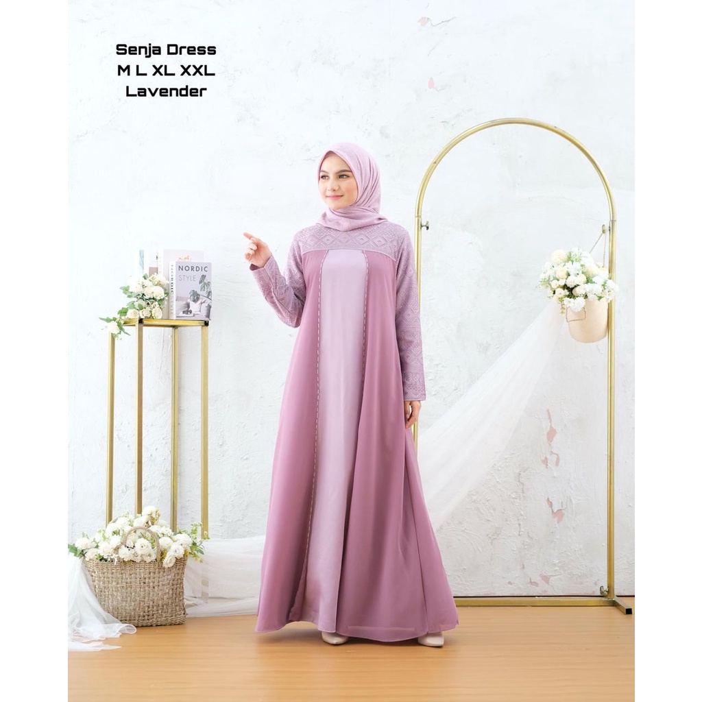 Permata_Olshop / Senja Dress NF / Kebaya Gamis Brukat Pesta / Baju Dress Wanita Modern