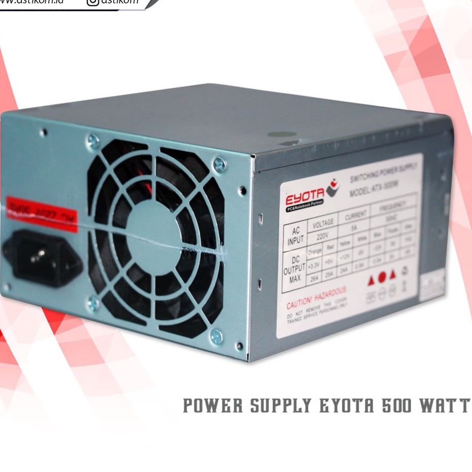 Power Supply Eyota 500Watt Power Supply 500W Power Supply 500 Watt FAN 8CM