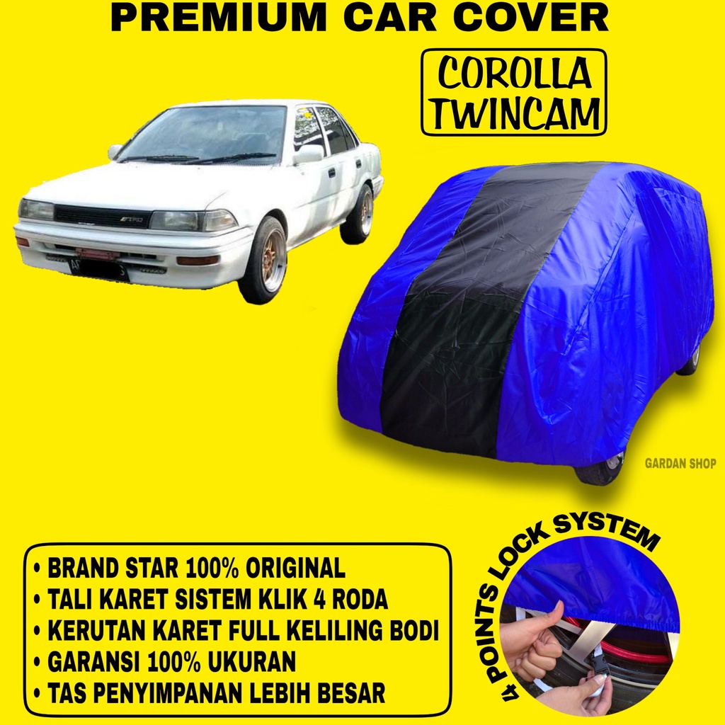 Body Cover COROLLA TWINCAM BIRU HITAM Penutup Bodi Mobil Corolla Twincam Waterproof PREMIUM