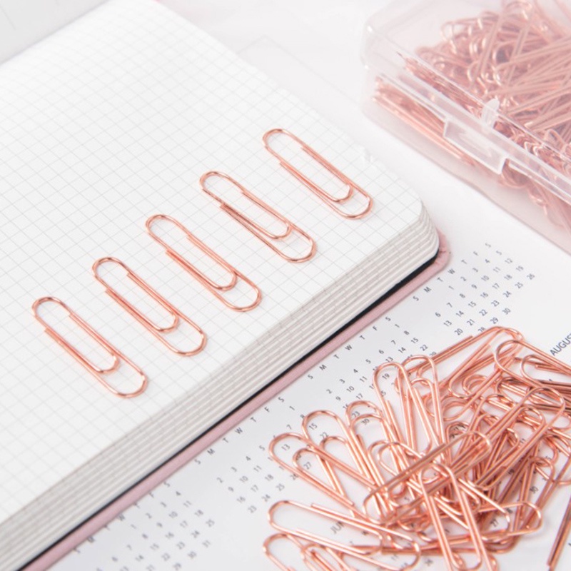 {LUCKID}120pcs Boxed Rose Gold Paper Clips Creative Metal Bookmark Office