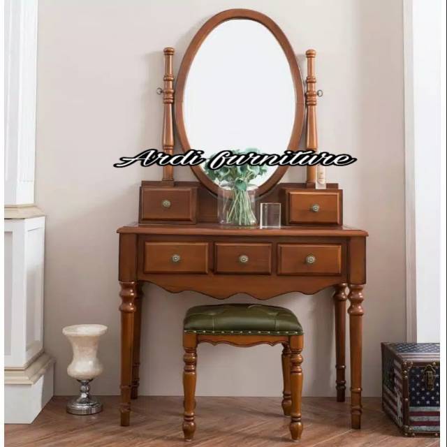 Meja rias minimalis tolet jati ukir jepara