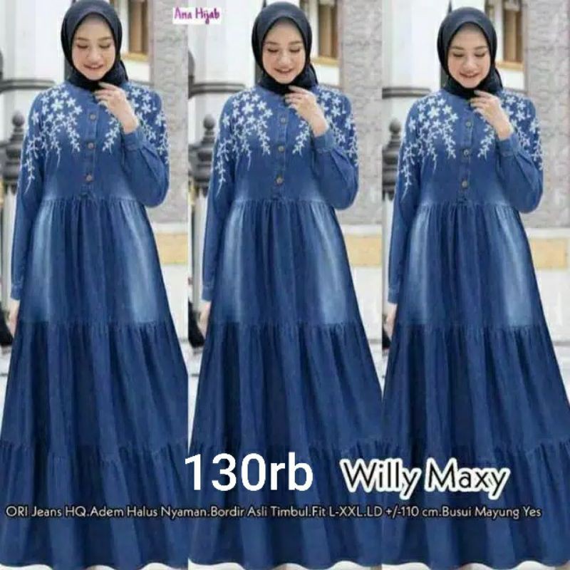 Gamis Jeans Bordir Wily Busui Terbaru Gamis levis Gamis De