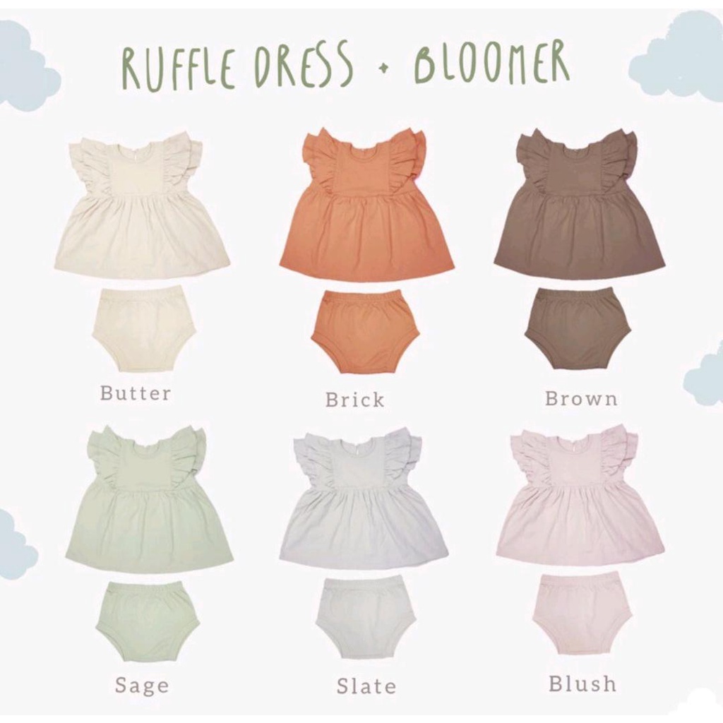 COTTON CUB RUFFLE DRESS + BLOOMERS / DRESS / DRESS BAYI / DRESS ANAK