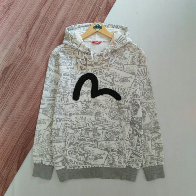 Evisu Full Print Big Logo Pullover Hoodie
