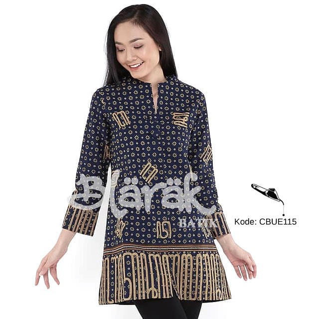  Tunik  Batik  Blarak Hanacaraka Biru Navy Chat Penjual 