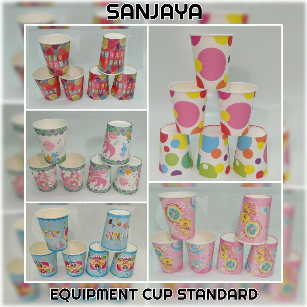 Paper Cup / Gelas Kertas Motif / Gelas Ulang Tahun / Equipment Cup Standard