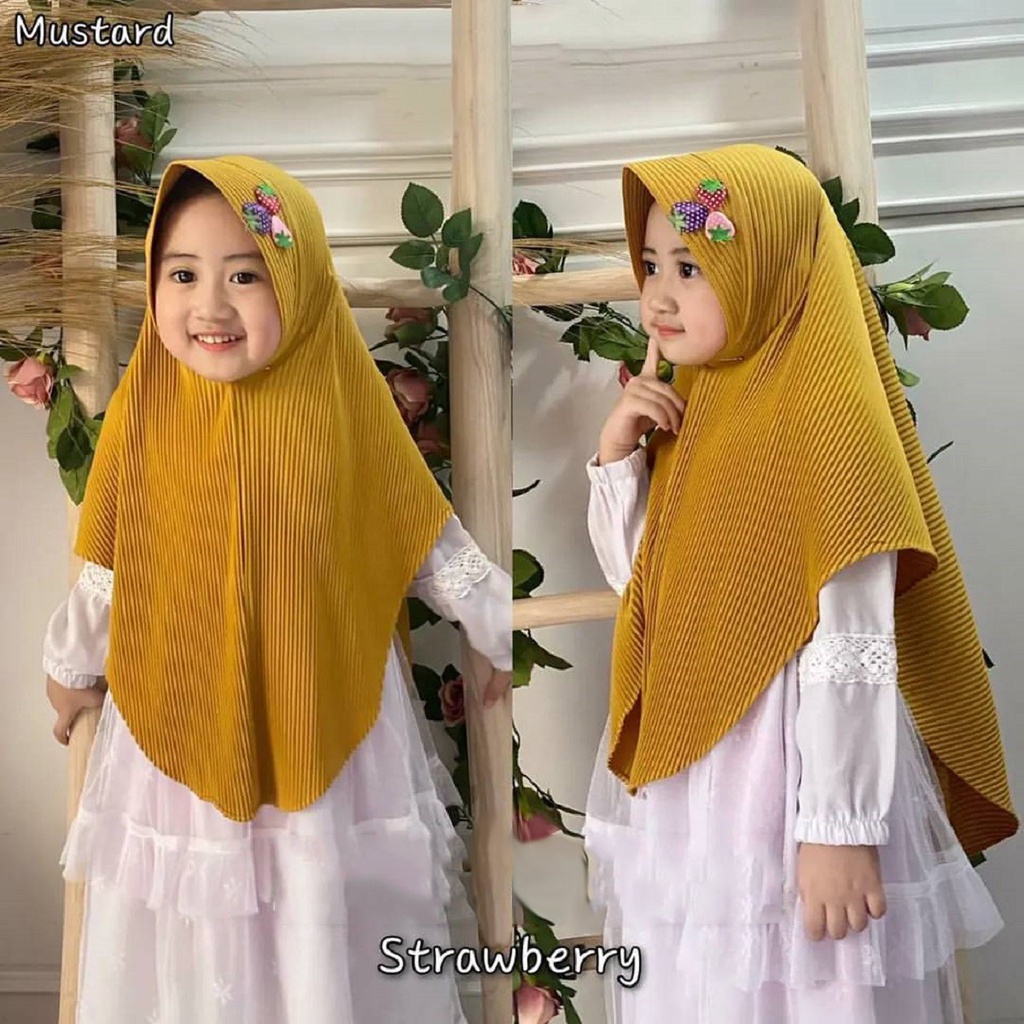 BERGO ANAK STRAWBERRY NAQITA FULL PLISKET HIJAB ANAK PEREMPUAN BERGO PINGUIN KERUDUNG ANAK TANGGUNG