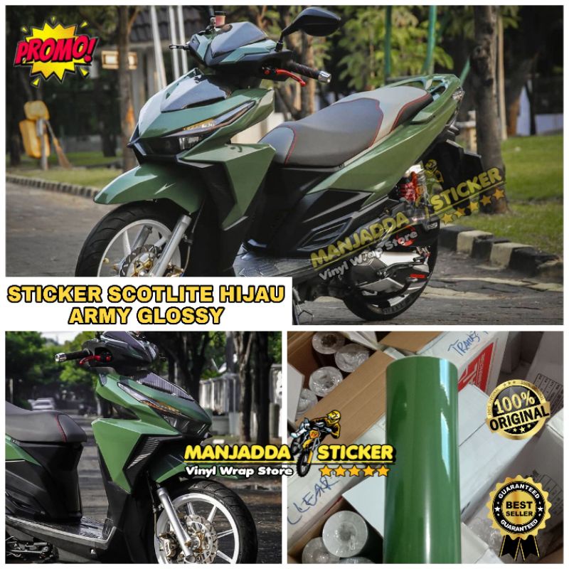 STIKER SKOTLET MOTOR STIKER MOTOR WARNA HIJAU ARMY