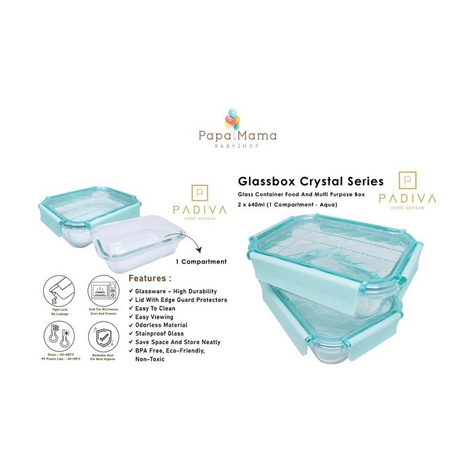 Padiva Glassbox Crystal 640ml(2pcs) - Aqua