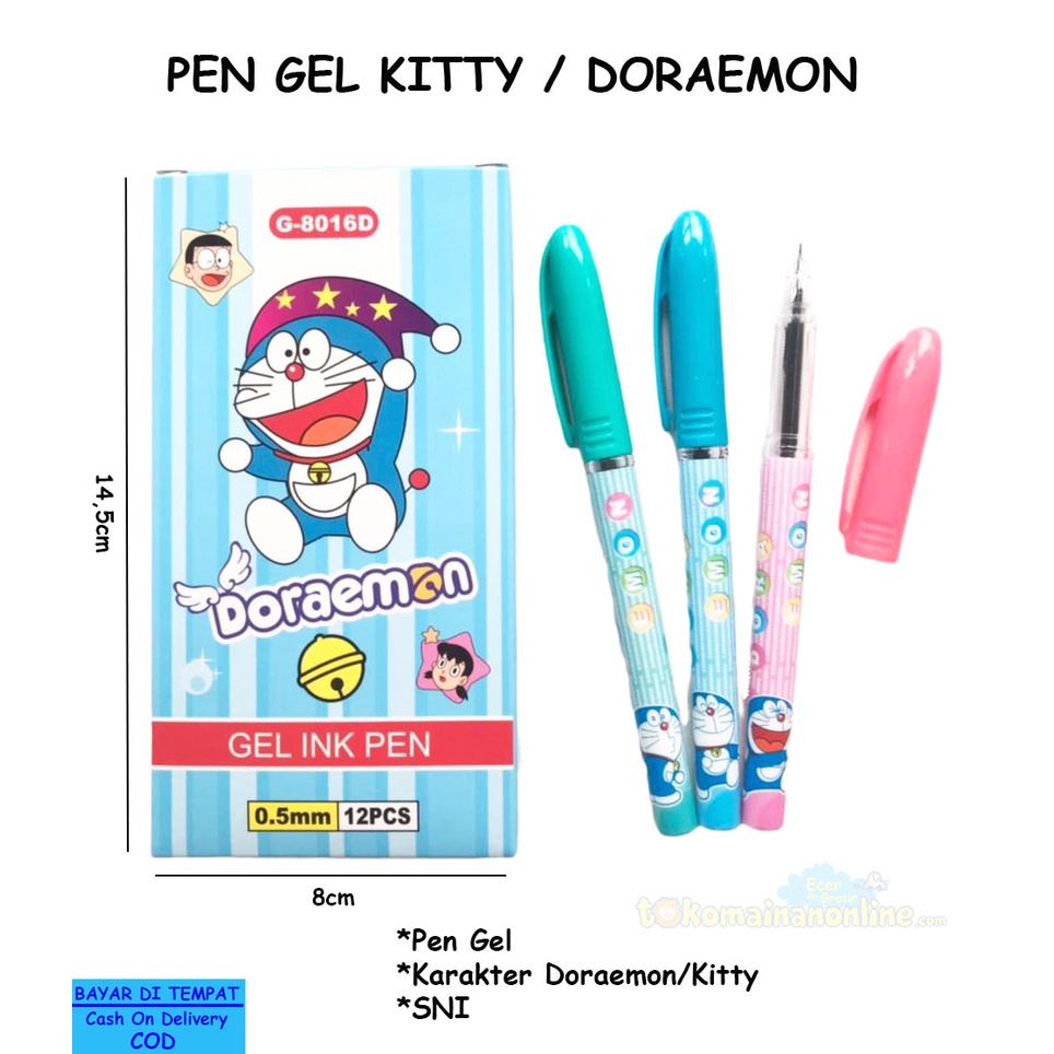 

Pen Pulpen Gel Tinta Motif Hello Kitty Doraemon BT21 BTS Motif Lucu Murah Satuan