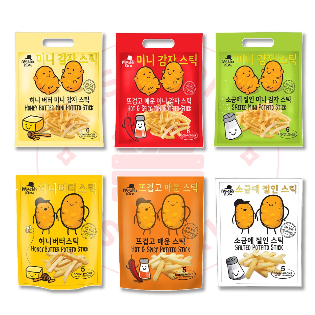 MASTER KIM - SEMUA VARIAN POTATO STICK (HONEY BUTTER/ HOT &amp; SPICY/ SALTED POTATO) - 70/80 GR