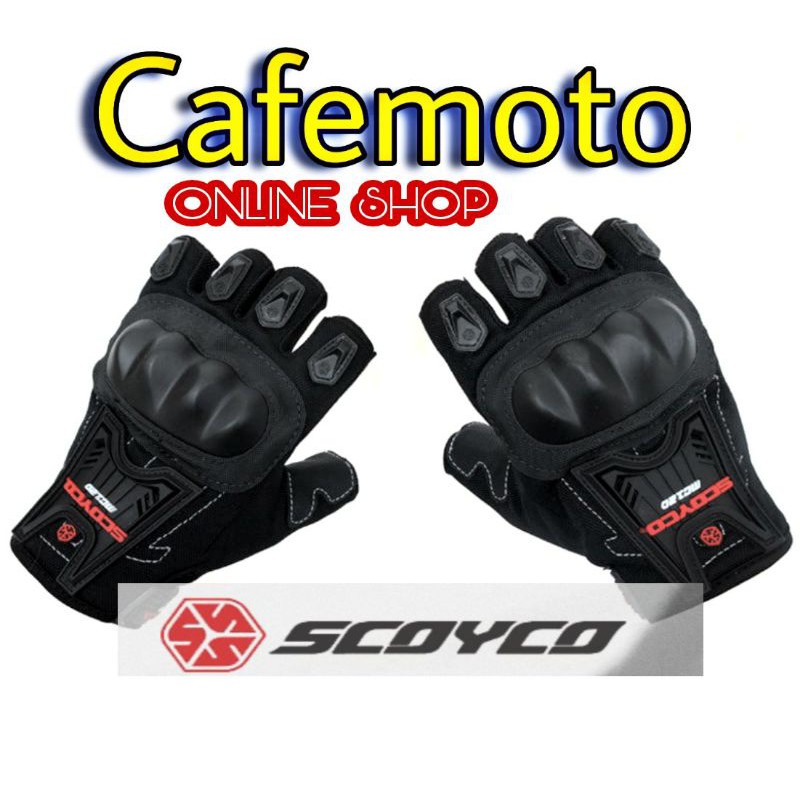 Sarung Tangan SCOYCO MC12D Hitam Half Gloves MC 12D MC-12D - Jari Buntung