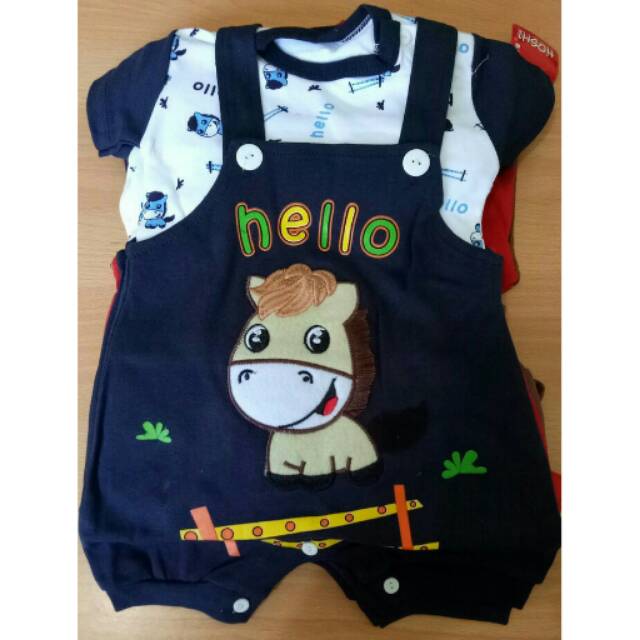 Baju jumper bayi baju kodok 2pc karakter hello horse