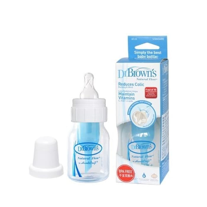 Dr. Brown's Natural Flow Standard Baby Bottle 1 Pack PP Bottles 60ml with Level one Silicone Nipple