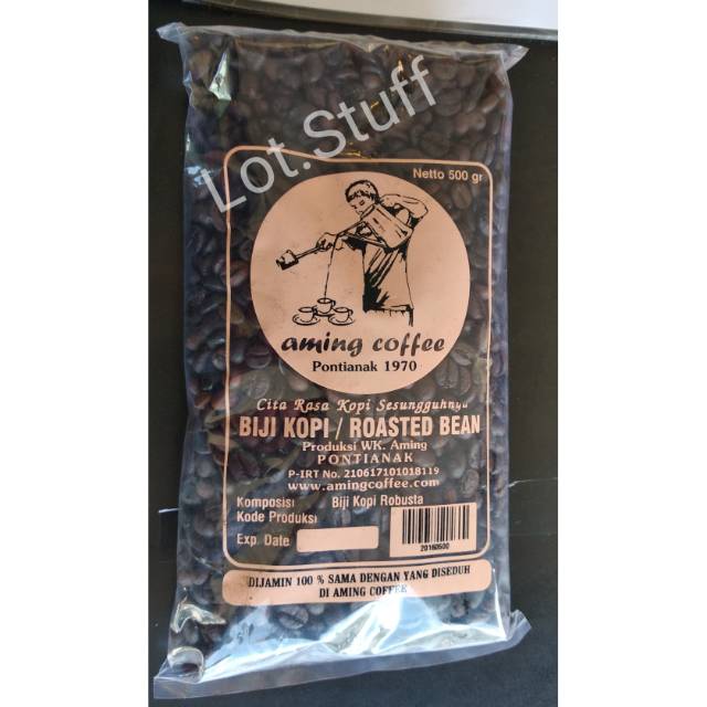 

Biji Kopi Robusta/Roasted Bean Aming Khas Pontianak 500gr/0.5kg