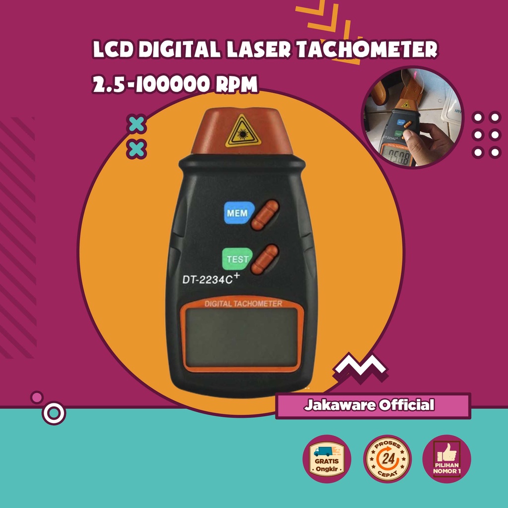 LCD DIGITAL LASER PHOTO TACHOMETER 2.5-100000 RPM DT-2234C+ MOBIL ALAT PENGUKUR KECEPATAN MESIN TACO