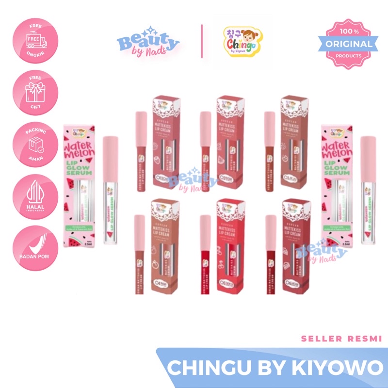 BEAUTYBY.NADS | LIP GLOW WATERMELON LIPGLOW YEPPU KOREAN MATTEKISS LIPCREAM CHINGU BY KIYOWO BPOM LI